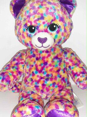 Build-A-Bear Glitter Rainbow Confetti Plush Bear 16”